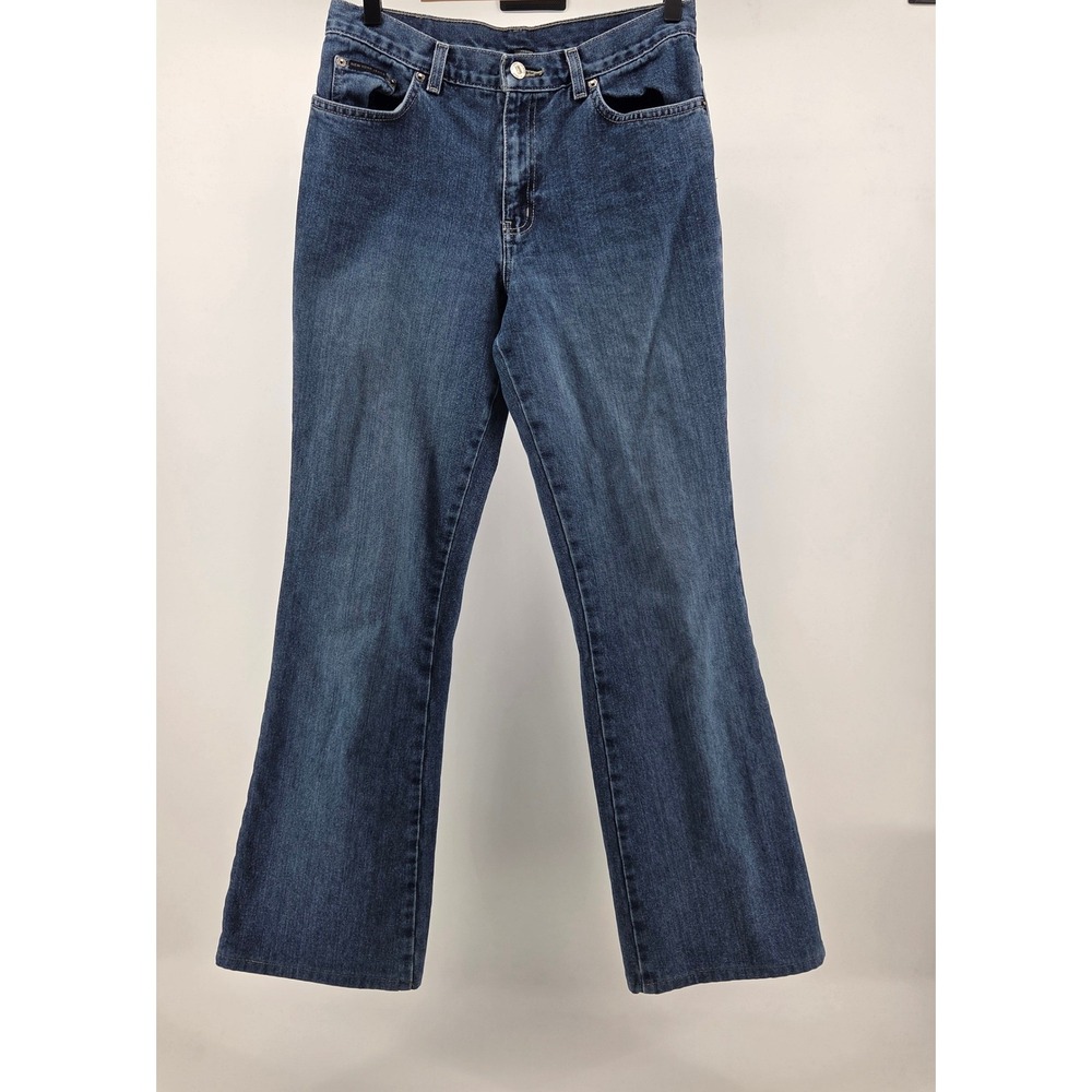 New York & Co NY Jeans Low Rise Flare Tall Womens Size 6 Blue Denim Minimalist